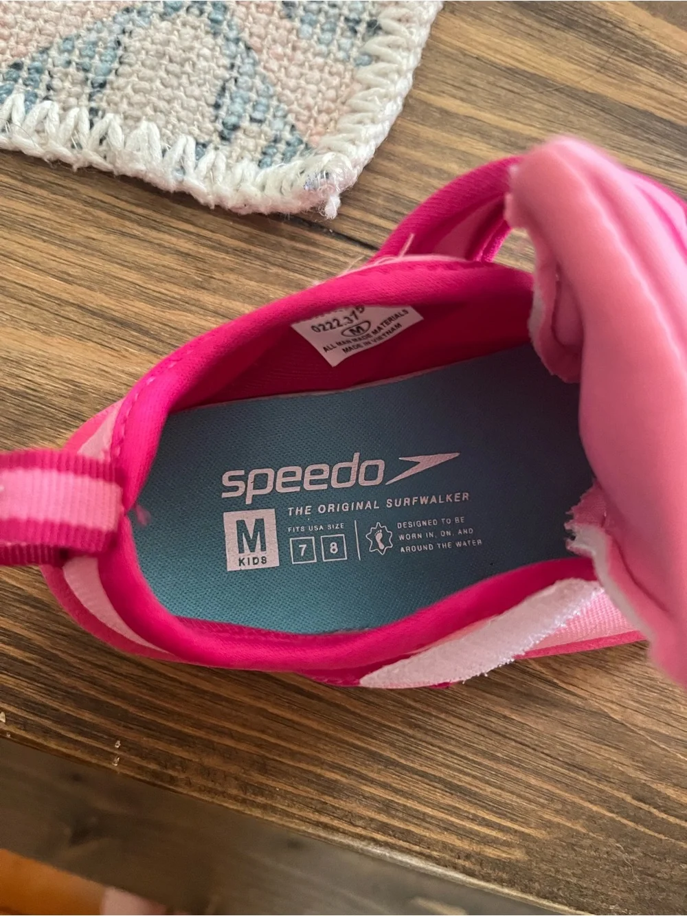Kids Pink Hook-and-Loop Water-Friendly Shoes